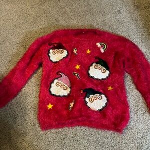 Pink fuzzy Christmas sweater